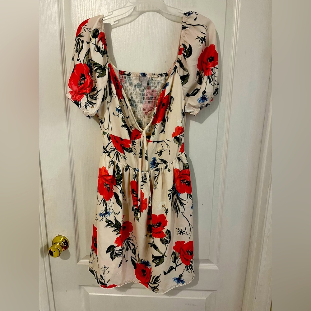 Floral Maxi Dress with Red and Black Accents